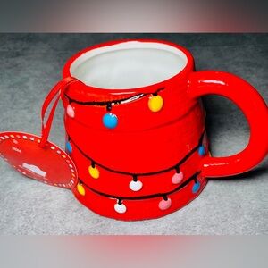 Whimsical Cupboard 10‎ Strawberry St Colorful Christmas Lights Red Mug